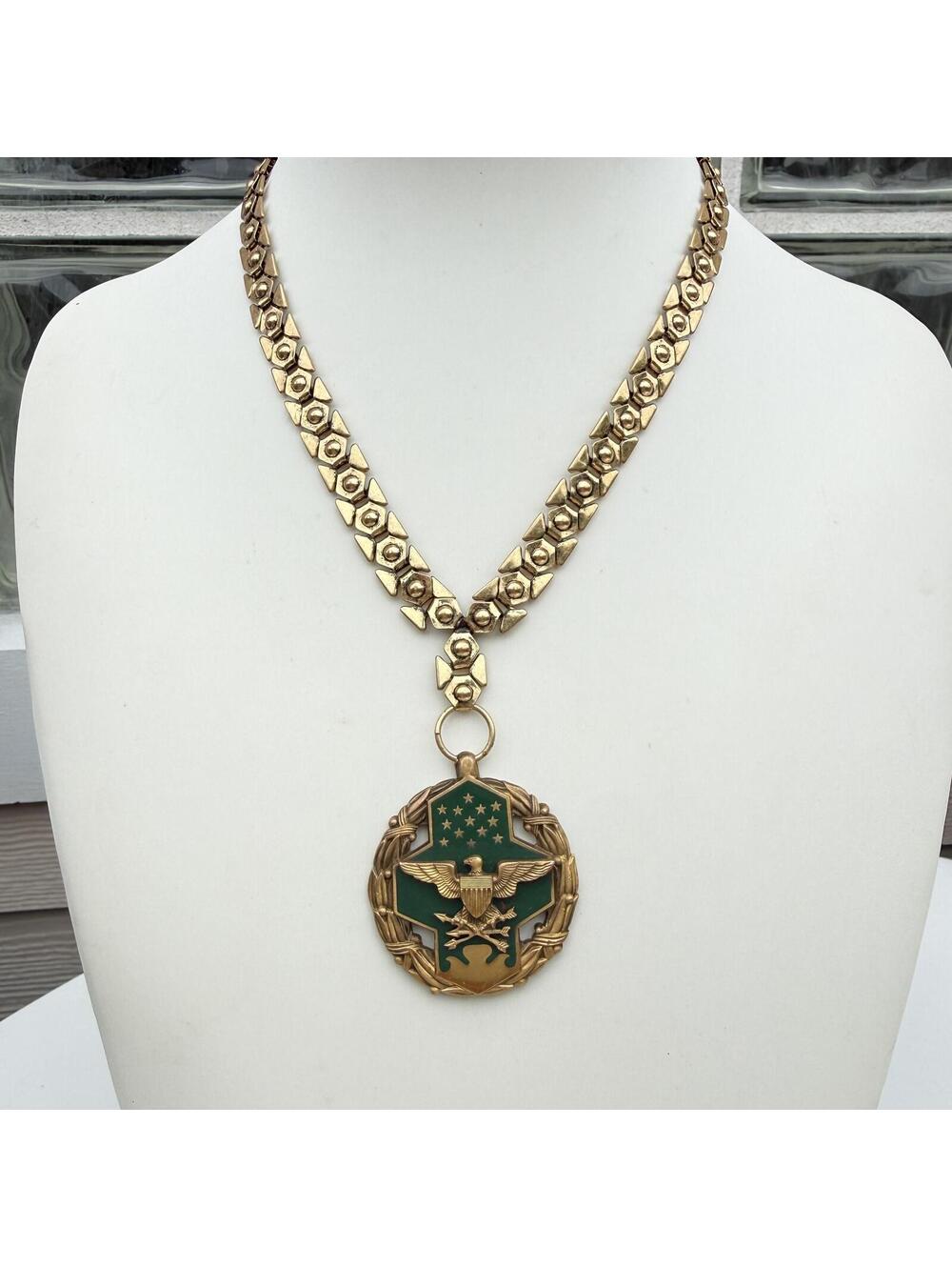 Vintage U.S. Joint Service Commendation Medal/ Pendant. Vintage Necklace.